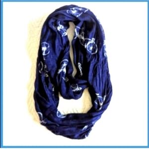 Infinity scarf navy blue print tie dyed bicycle print